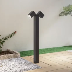 Lindby Bolardo luminoso Othil, 2 luces, 80 cm, antracita, metal