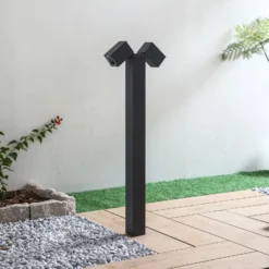 Lindby Bolardo luminoso Othil, 2 luces, 80 cm, antracita, metal