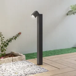 Lindby bolardo luminoso Othil, 80 cm de altura, antracita, metal