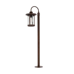 Lindby, bolardo luminoso Zayn, color óxido, vidrio, altura 109 cm, IP65