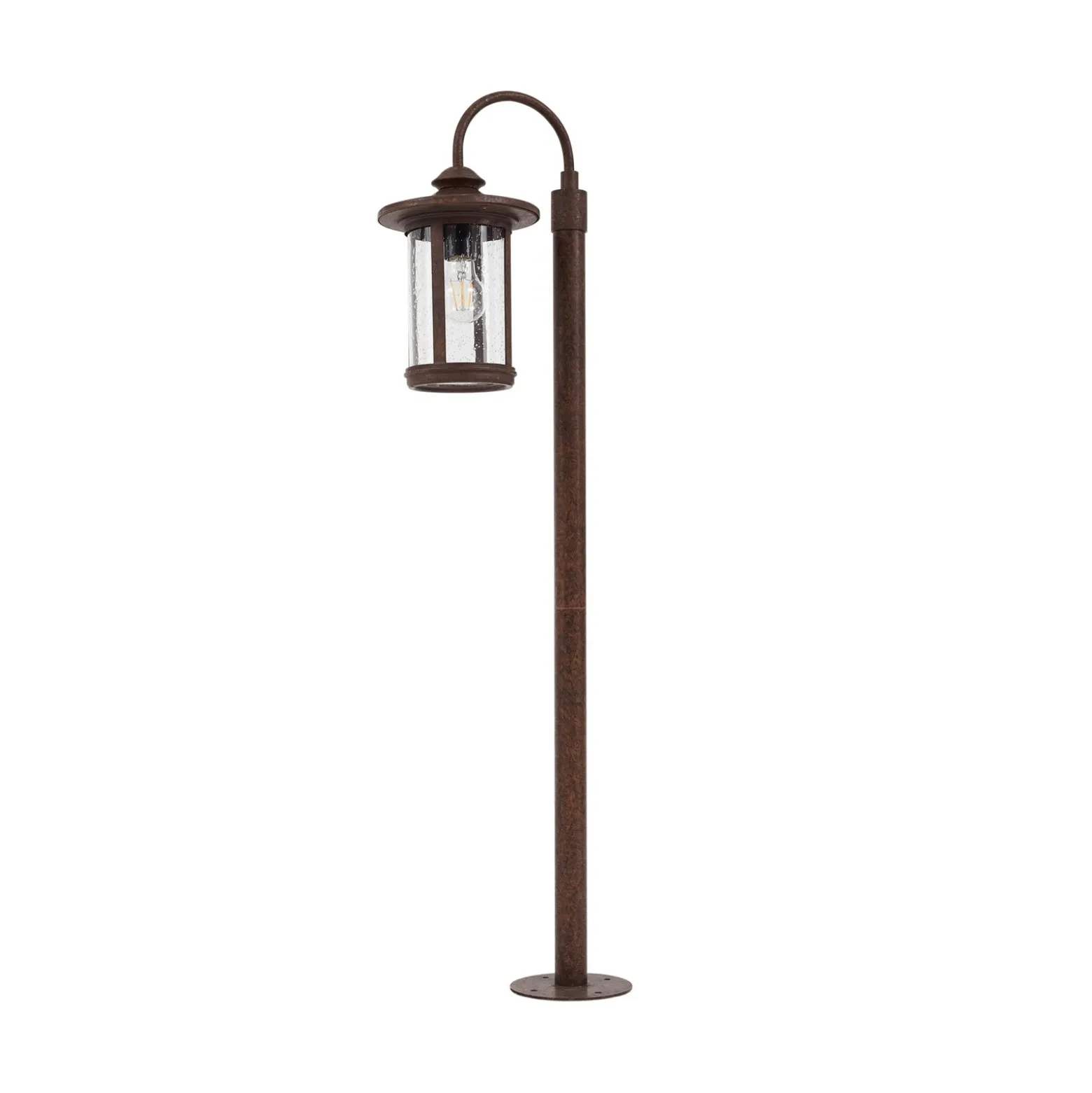 Lindby, bolardo luminoso Zayn, color óxido, vidrio, altura 109 cm, IP65