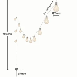 Lindby Cadena de luces LED Lampini, 200 cm, negro, IP44
