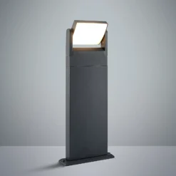 Lindby Cathalena Bolardo luminoso LED en gris oscuro