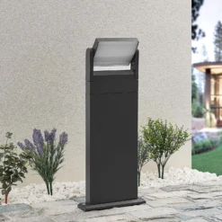 Lindby Cathalena Bolardo luminoso LED en gris oscuro