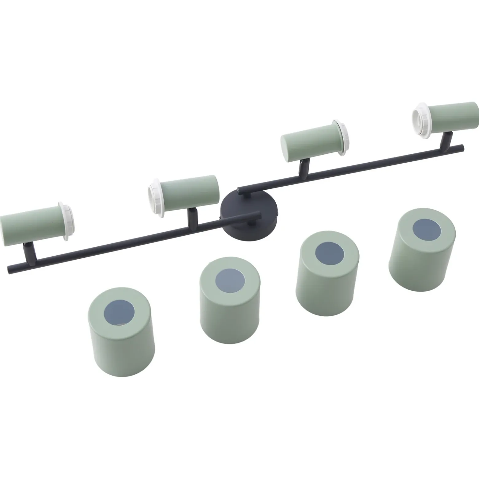 Lindby downlight de techo Ovelia, verde, 80 cm, 4 luces, E27