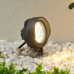 Lindby Emar foco LED con pica en gris oscuro
