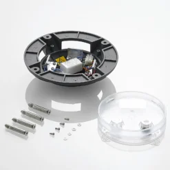 Lindby foco LED de suelo Cormac, 4 luces, Ø 21 cm, IP67