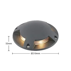 Lindby foco LED de suelo Cormac, 4 luces, Ø 21 cm, IP67