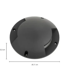 Lindby foco LED de suelo Cormac, 2 luces, Ø 21 cm, IP67