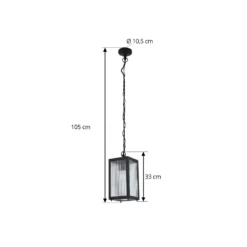 Lindby Lámpara colgante exterior Bolgar, negro, metal, cristal
