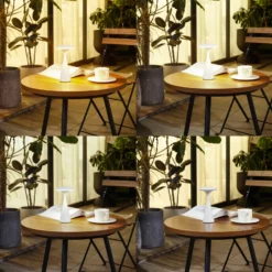 Lindby Lámpara de mesa LED recargable Evelen, blanca, IP54, CCT