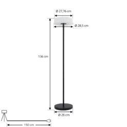 Lindby lámpara de pie LED solar Samine, negra, metal, atenuable