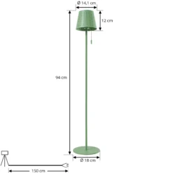 Lindby lámpara de pie LED solar Hilario, verde, hierro, batería recargable