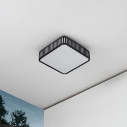 Lindby Lámpara LED de techo para exterior Lurinda, 26 cm, negro, IP44