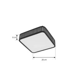 Lindby Lámpara LED de techo para exterior Lurinda, 26 cm, negro, IP44