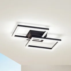 Lindby Lámpara LED de techo para exterior Finian, 48 cm x 48 cm, CCT atenuable
