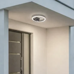Lindby Lámpara LED de techo para exterior Finian, Ø 31 cm, CCT, atenuable