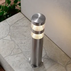 Lindby Lámpara sobremuro LED Lanea, 40 cm, gris, acero inoxidable, IP44