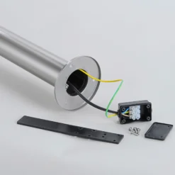 Lindby Lámpara sobremuro LED Lanea, 40 cm, gris, acero inoxidable, IP44