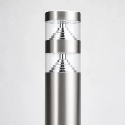 Lindby Lámpara sobremuro LED Lanea, 40 cm, gris, acero inoxidable, IP44