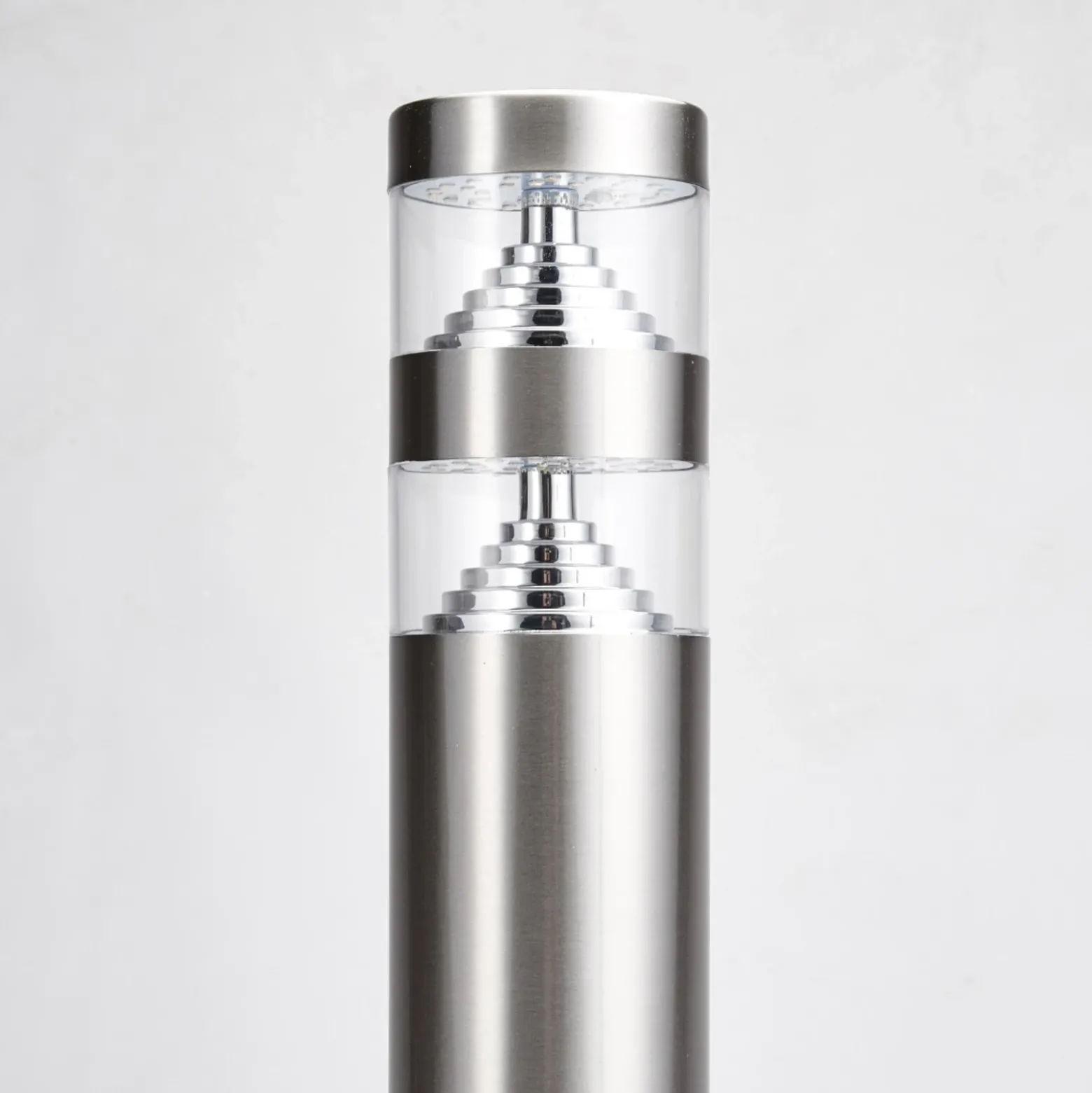 Lindby Lámpara sobremuro LED Lanea, 40 cm, gris, acero inoxidable, IP44