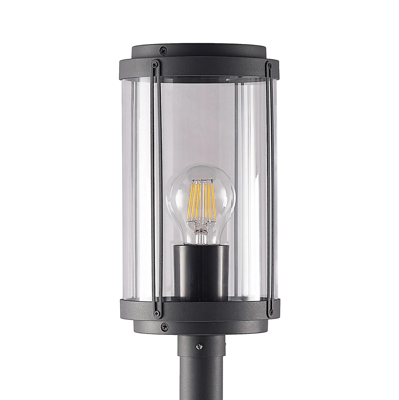 Lindby Ojali bolardo luminoso, redondo, gris oscuro