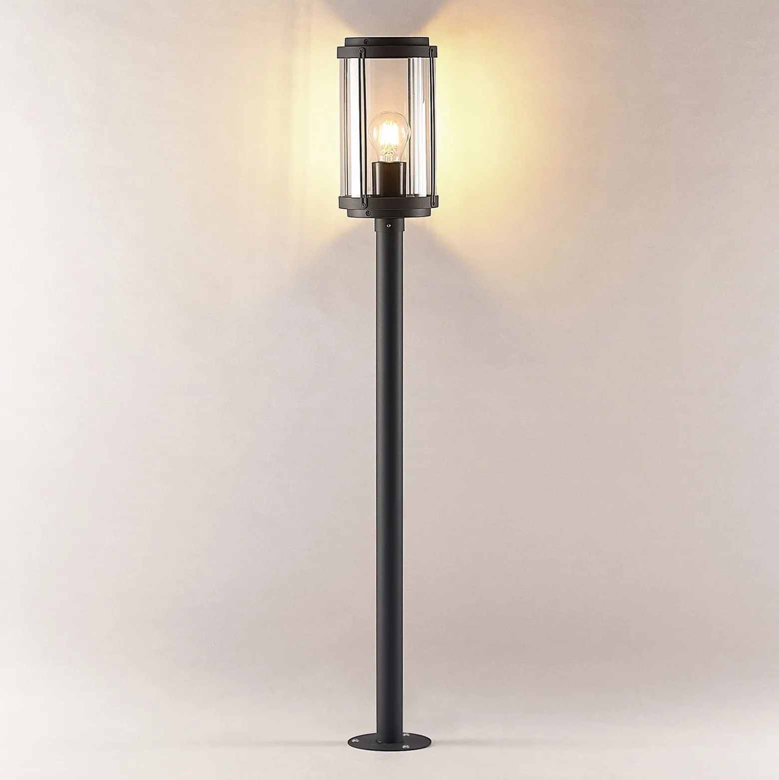 Lindby Ojali bolardo luminoso, redondo, gris oscuro