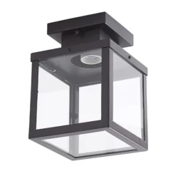 Lindby plafón para exterior Mandus, negro, acero inoxidable, 22 cm