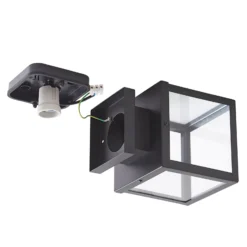 Lindby plafón para exterior Mandus, negro, acero inoxidable, 22 cm