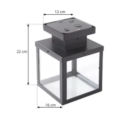 Lindby plafón para exterior Mandus, negro, acero inoxidable, 22 cm