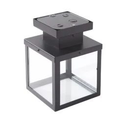Lindby plafón para exterior Mandus, negro, acero inoxidable, 22 cm