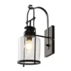 Lindby Rozalie aplique de pared, negro, metal, farol, 44cm