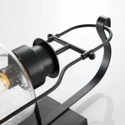 Lindby Rozalie aplique de pared, negro, metal, farol, 44cm