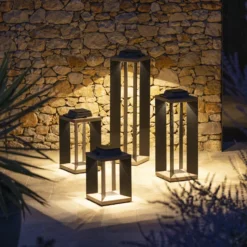 Linterna solar LED Les Jardins Teckalu, gris/negro, 60 cm