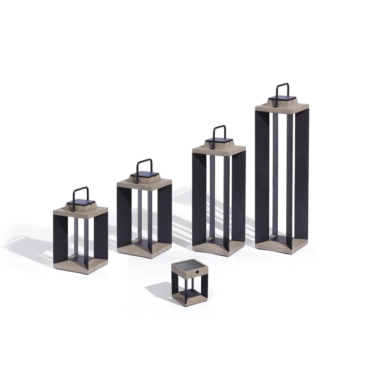 Linterna solar LED Les Jardins Teckalu, gris/negro, 60 cm