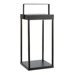 Linterna solar LED PURE, negra, USB, metal, altura 42 cm