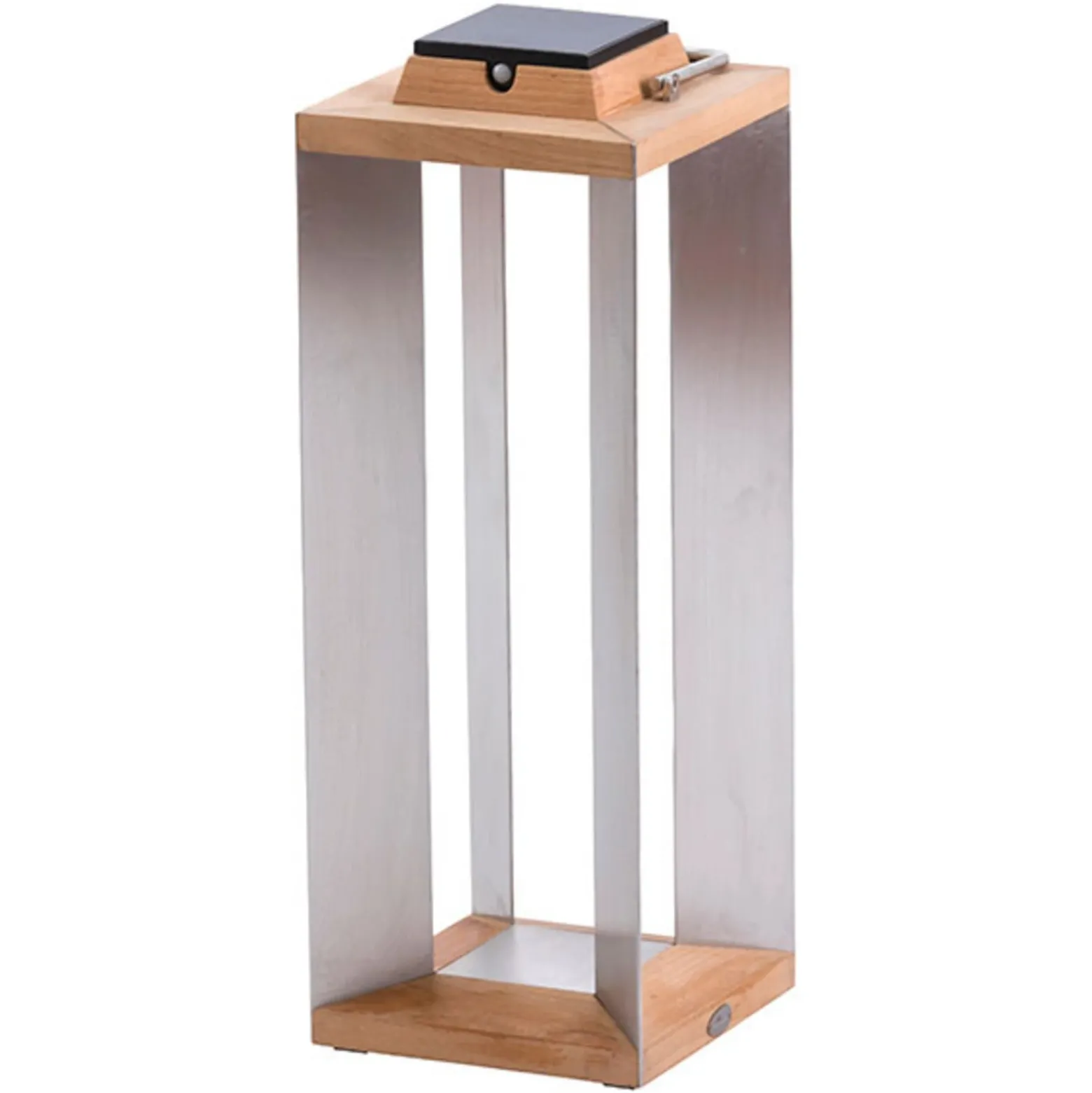 Linterna solar LED Teckinox, teca/acero, 65,5 cm