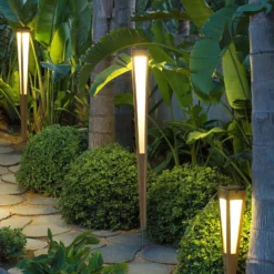 Linterna solar Tecka LED con sensor, 120 cm, teca