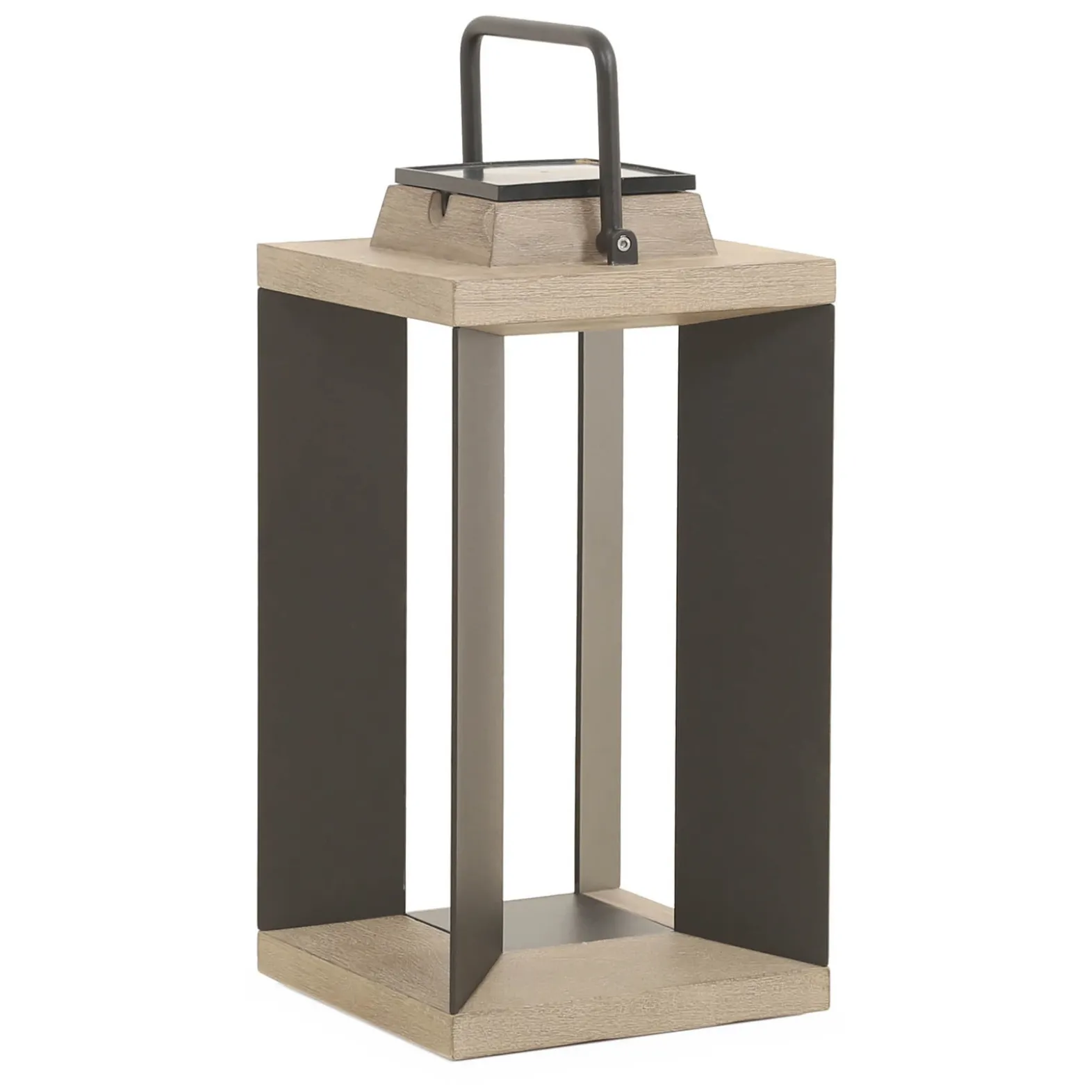 Linterna solar Teckalu, aluminio negro, 45,5 cm
