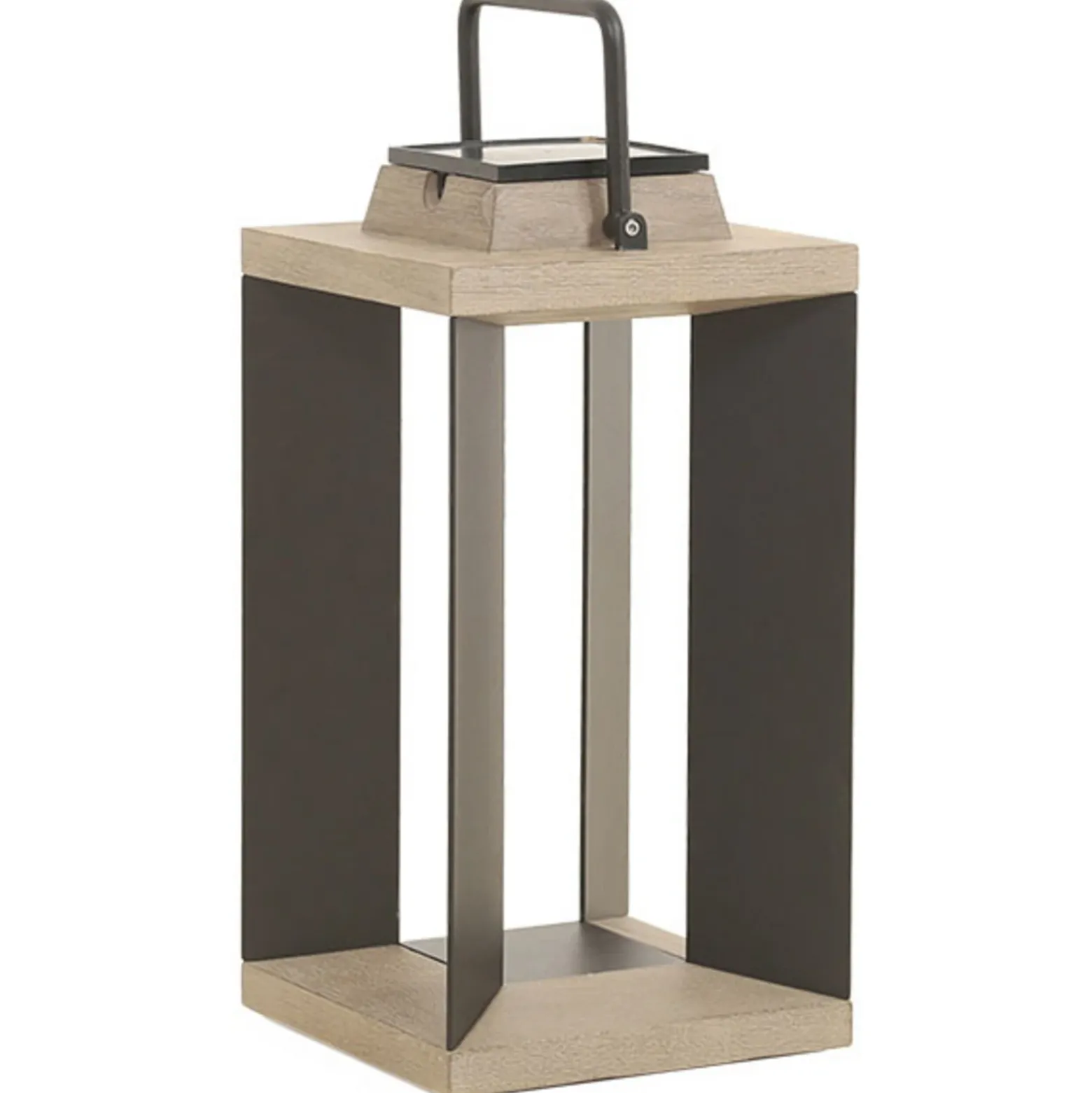 Linterna solar Teckalu, aluminio negro, 45,5 cm