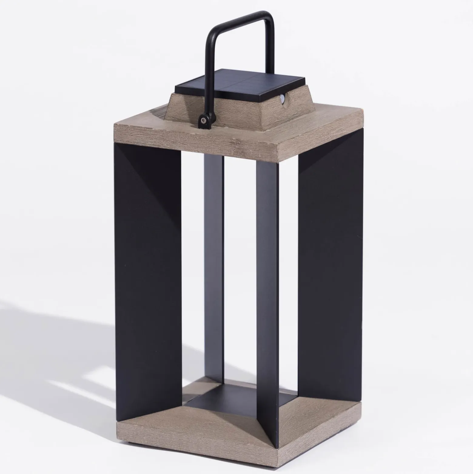 Linterna solar Teckalu, aluminio negro, 45,5 cm