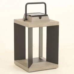Linterna solar Teckalu, aluminio negro, 36,5 cm