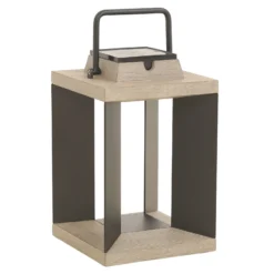 Linterna solar Teckalu, aluminio negro, 36,5 cm