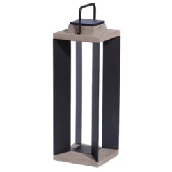 Linterna solar Teckalu, aluminio negro, 65,5 cm