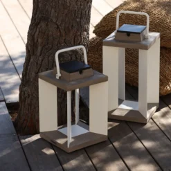 Linterna solar Teckalu, Duratek/blanco, 36,5cm