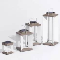 Linterna solar Teckalu, Duratek/blanco, 45,5cm