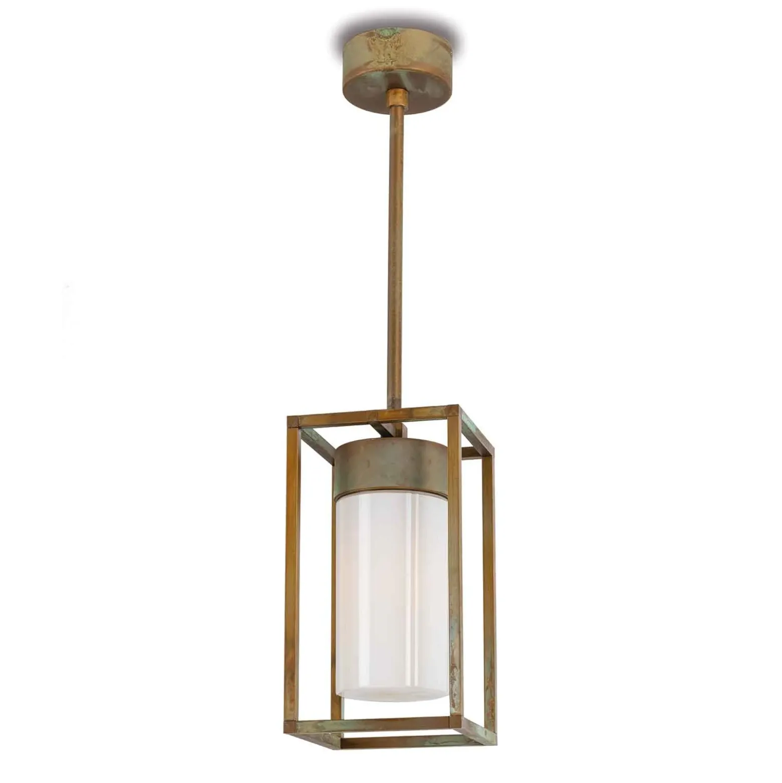 Lámpara colgante Cubic³ 3368 latón/opalino