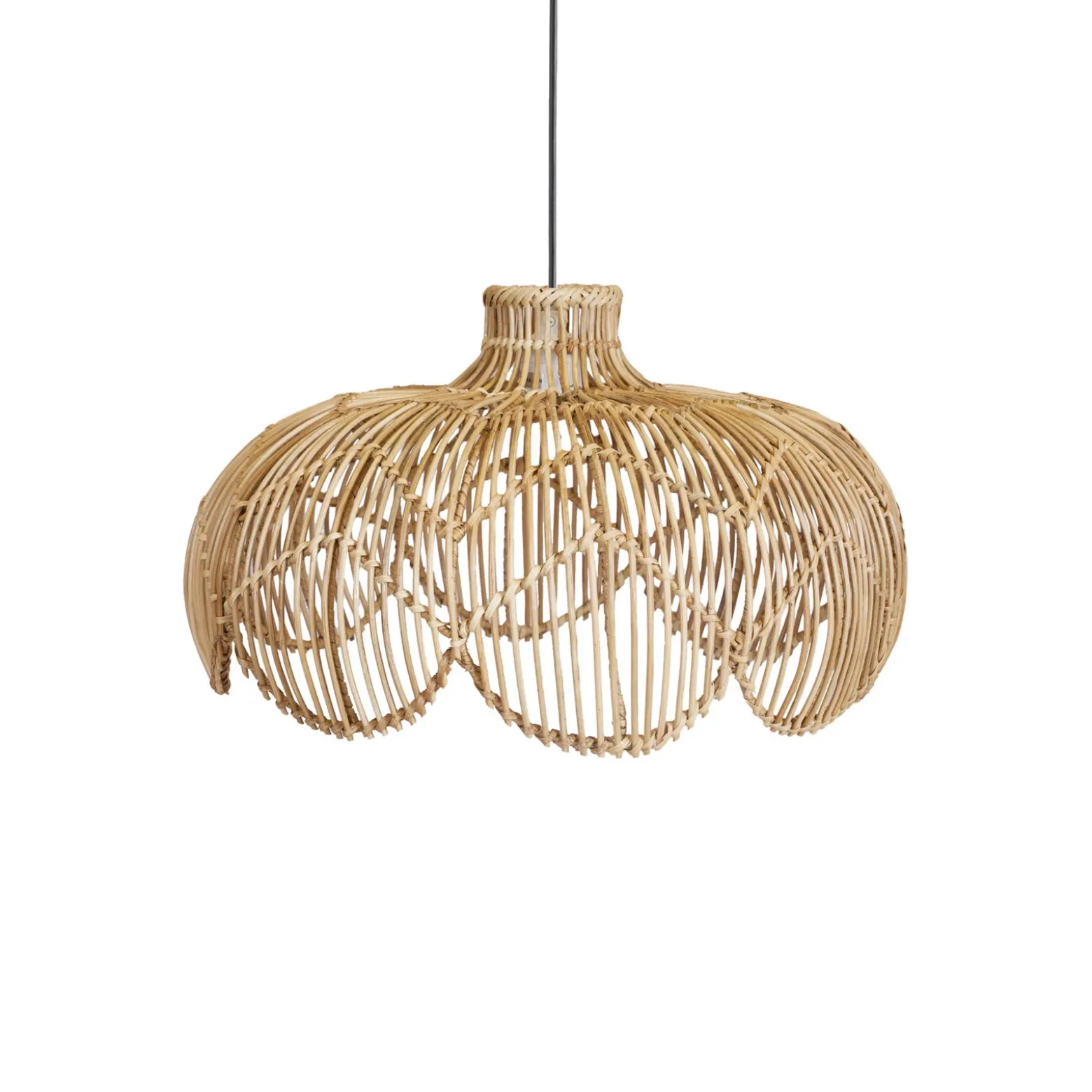 Lámpara colgante exterior Belle, ratán natural, Ø 43 cm, enchufe IP44