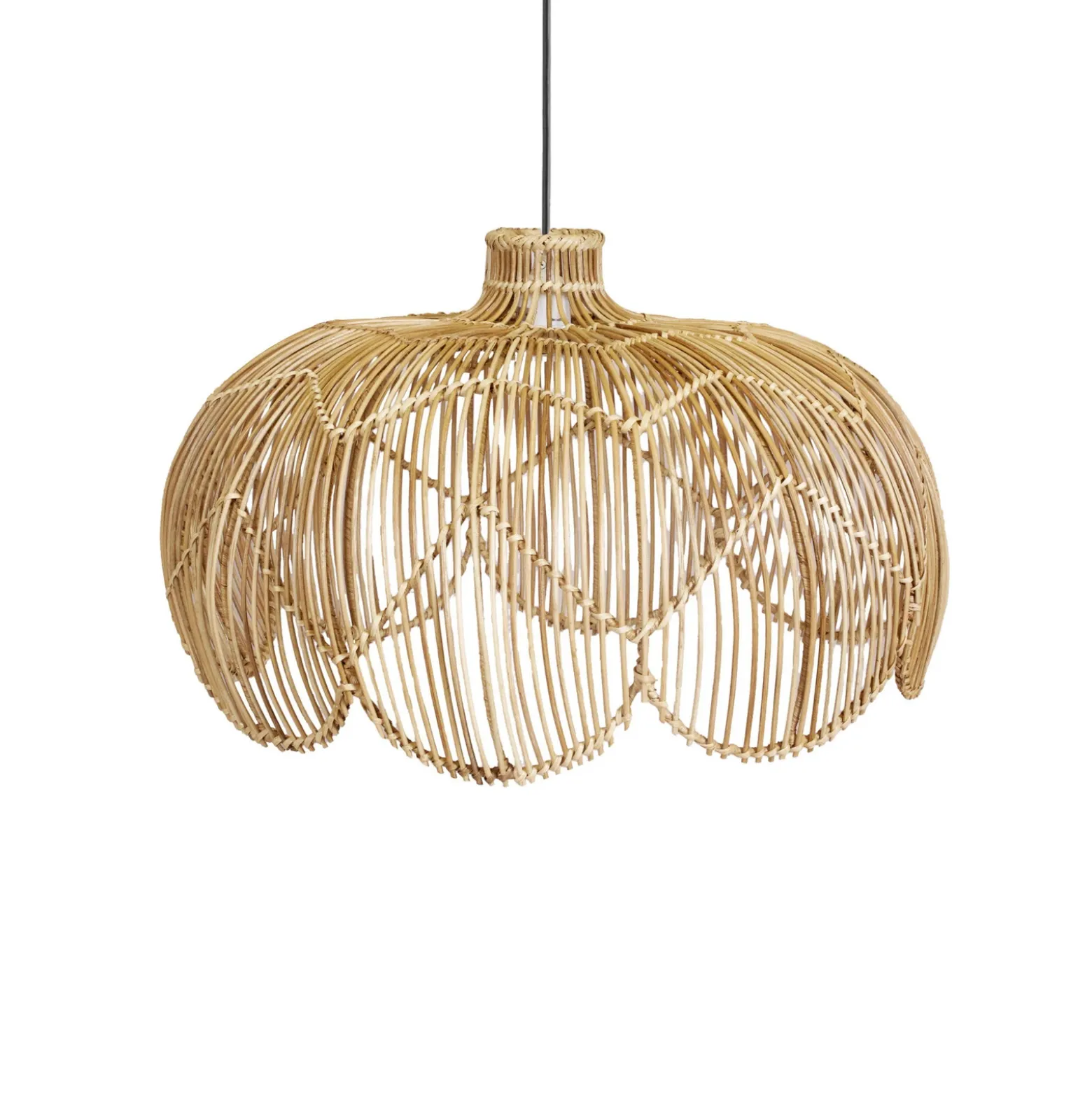 Lámpara colgante exterior Belle, ratán natural, Ø 53 cm, enchufe IP44