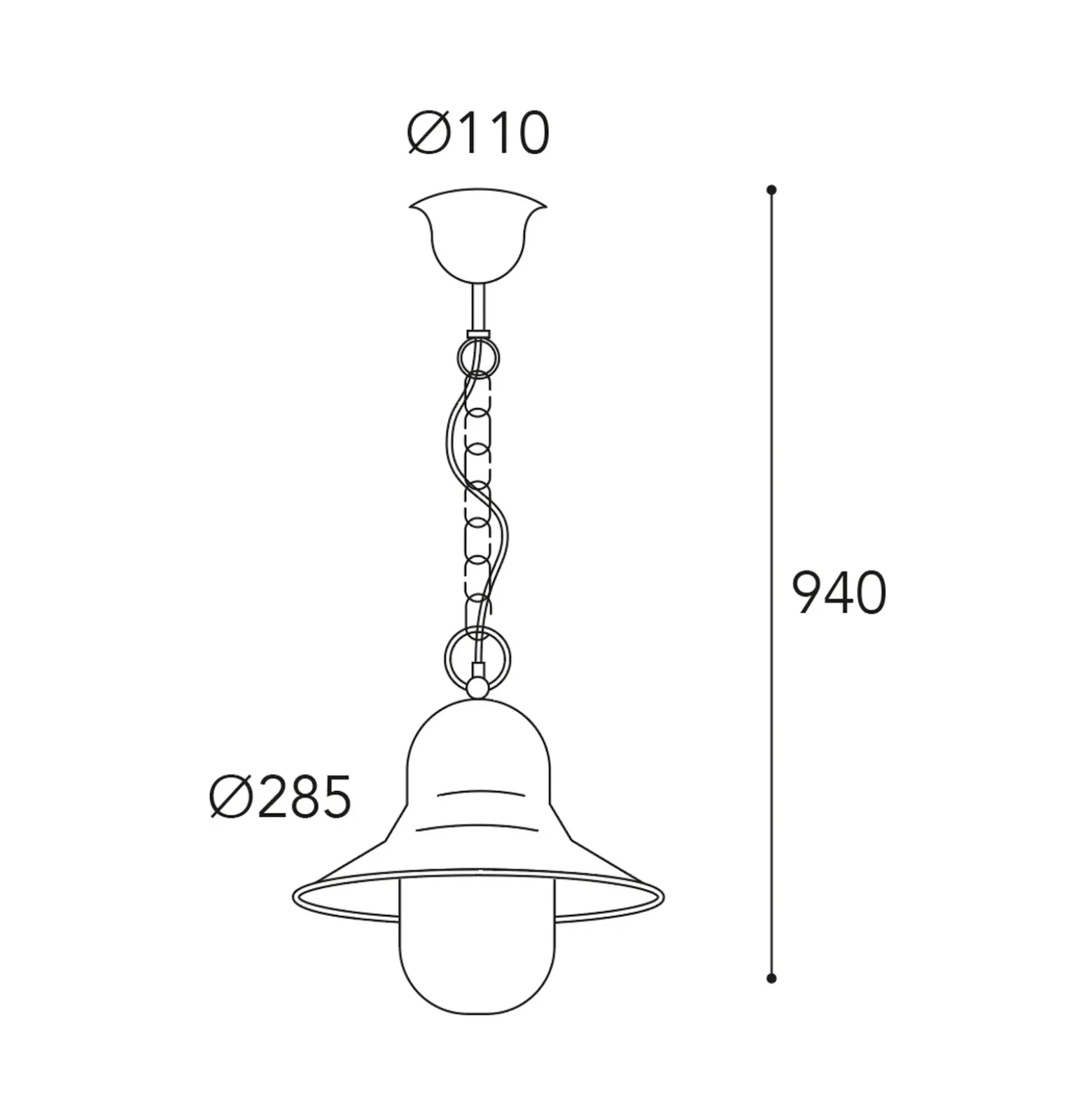 Lámpara colgante exterior Campanula 2094, latón antiguo, Ø 29 cm, IP44
